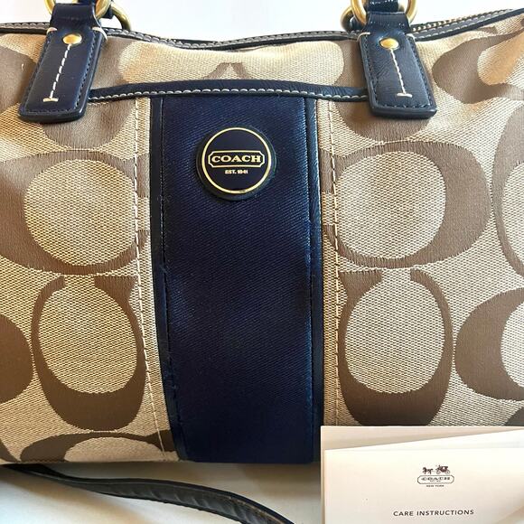 COACH Signature Satchel, Blue Jacquard Stripe, Crossbody - Picture 12 of 12